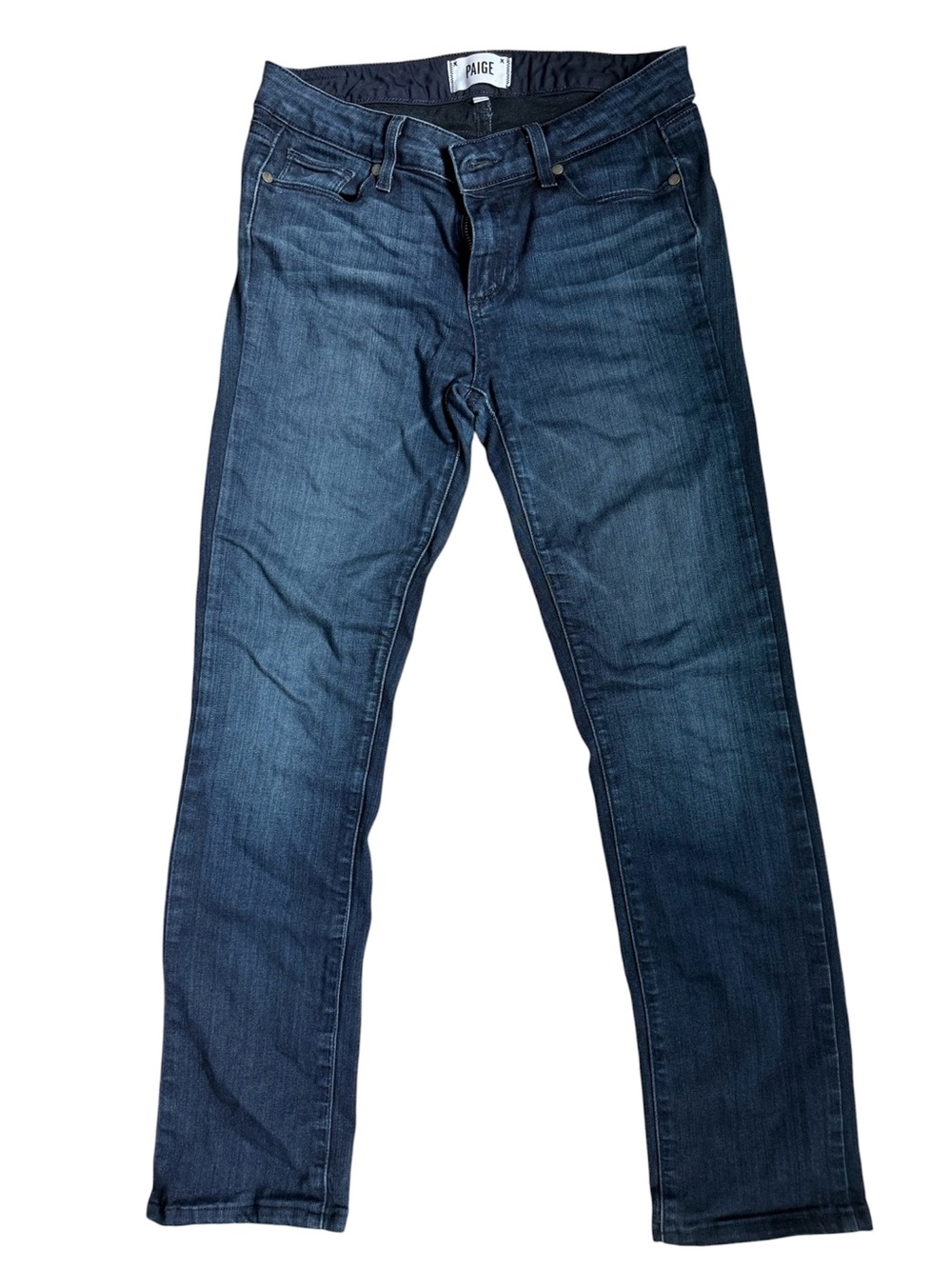 PAIGE Dark Blue Straight-Leg Jeans, Skyline Straight Petite